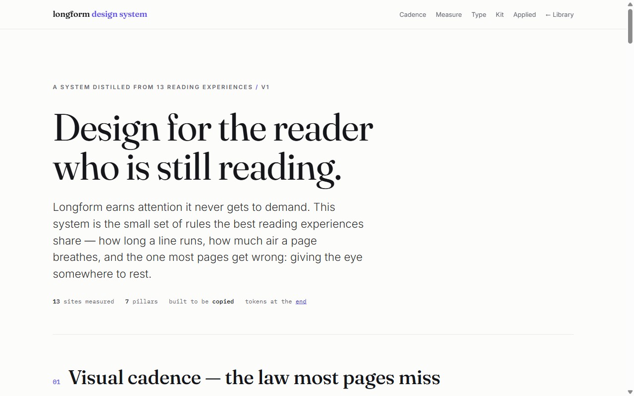 The Longform Content Design System page