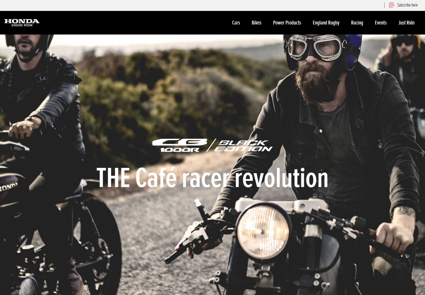 First desktop viewport of The Café Racer Revolution.